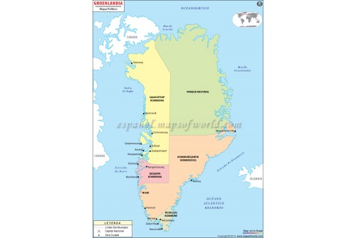 Greenland Map in Spanish