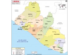 Liberia Map in Spanish