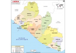 Liberia Carte Politique-Liberia Political Map