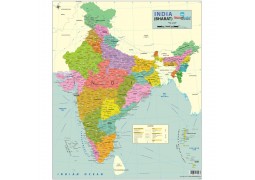 India Political Map - Art Paper (27.55" W x 33" H)