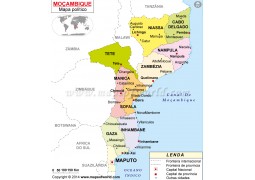 Mozambique Map in Portuguese