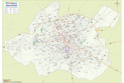 Amritsar Detailed City Map Printed