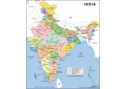 Large Color Map of India