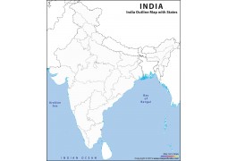India Outline Map with States