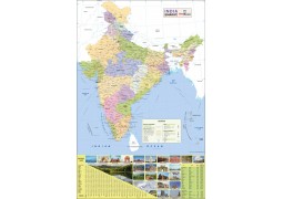 India Wall Map with Distance Chart