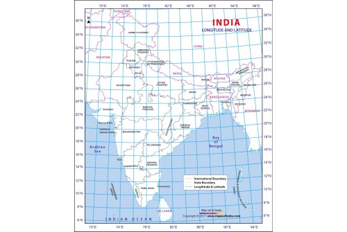 India Latitude and Longitude Map