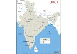 India River and Dams Map Printed