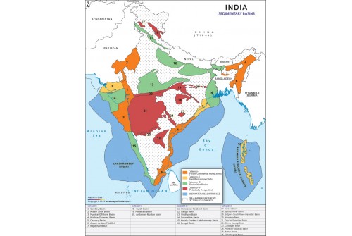 India Sedimentary Basin Map Printed