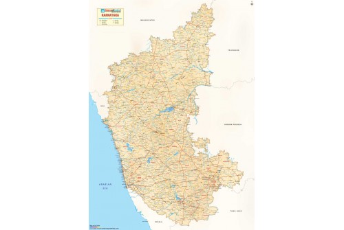 Karnataka Detailed Map-Antique