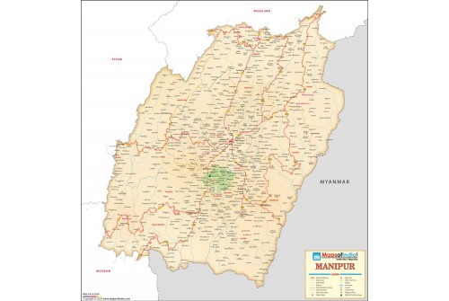 Manipur Detailed Map-Antique