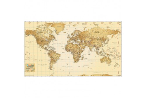 Antique Look World Map [Vinyl Print]