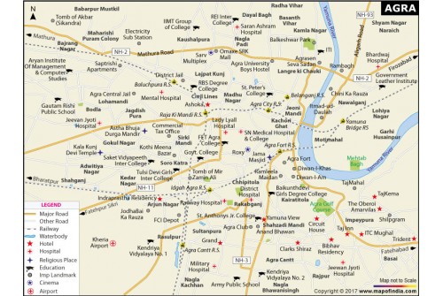 Agra City Map, Uttar Pradesh