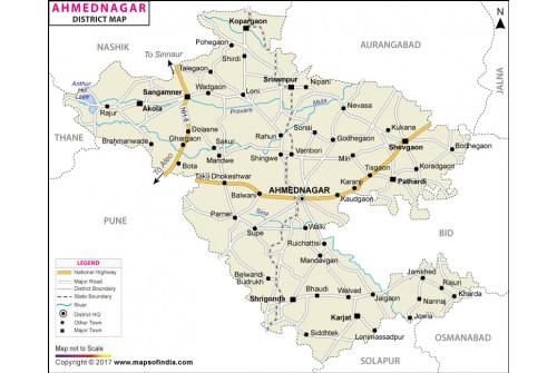 Ahmadnagar District Map, Maharashtra