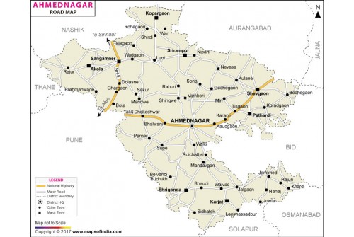 Ahmadnagar Road Map, Maharashtra