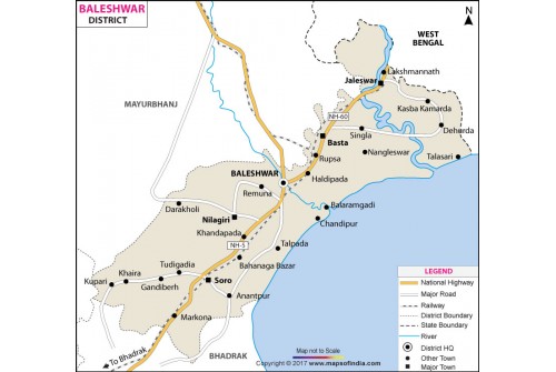 Baleshwar District Map, Odisha