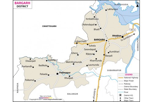 Bargarh District Map, Odisha