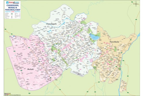 Chandigarh-Mohali-Panchkula-City-Map Printed