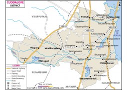 Cuddalore District Map, Tamil Nadu