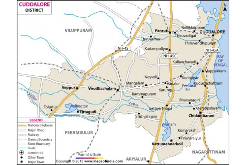 Cuddalore District Map, Tamil Nadu