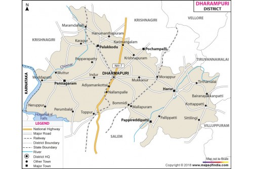Dharmapuri District Map, Tamil Nadu