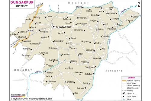 Dungarpur District Map, Rajasthan