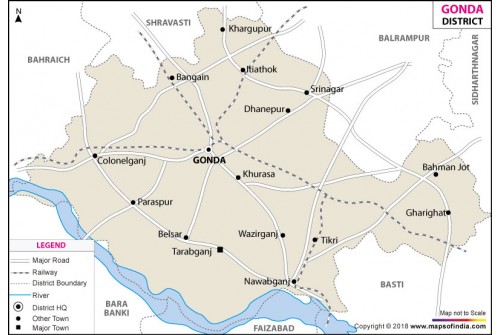 Gonda District Map, Uttar Pradesh