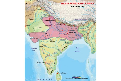 Harshavardhana Empire Map