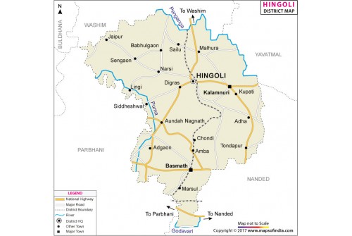 Hingoli District Map, Maharashtra