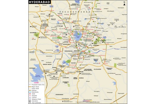 Hyderabad City Map, Telangana