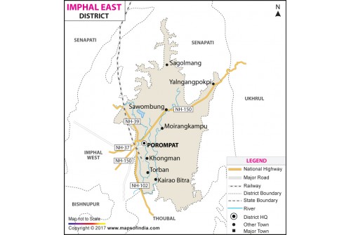 Imphal East District Map, Manipur