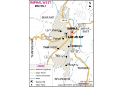 Imphal West District Map, Manipur