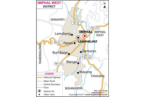 Imphal West District Map, Manipur