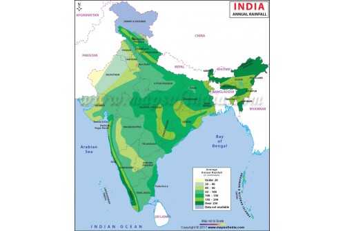 Annual Rainfall Map of India