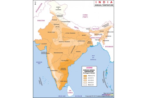 India Annual Temperature Map