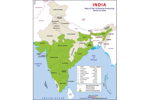 India Banana Producing States Map