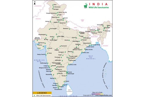 India Wildlife Sanctuaries Map