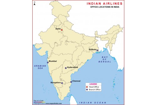 Indian Airlines Office Locations in India Map