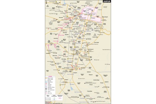 Jaipur City Map, Rajasthan