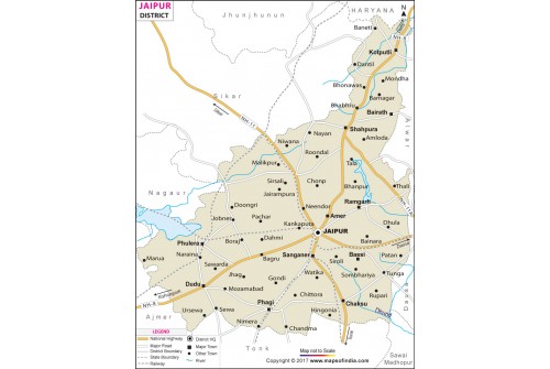 Jaipur District Map, Rajasthan