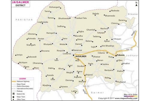 Jaisalmer District Map, Rajasthan