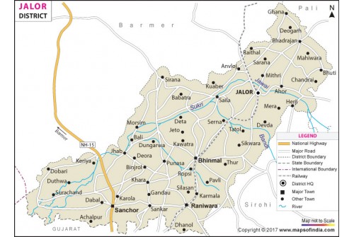 Jalor District Map, Rajasthan
