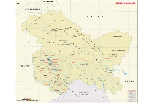 Jammu and Kashmir Large Map