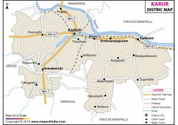 Karur District Map, Tamil Nadu