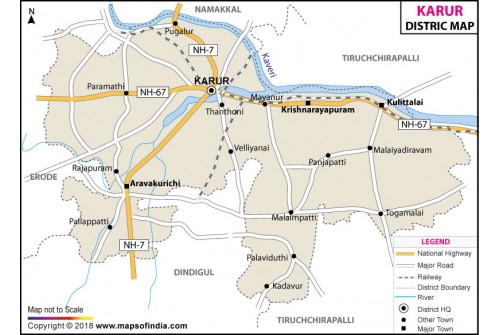 Karur District Map, Tamil Nadu
