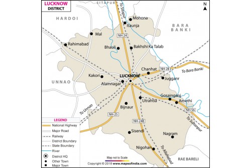 Lucknow District Map, Uttar Pradesh