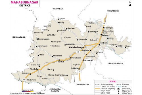 Mahbubnagar District Map, Telangana