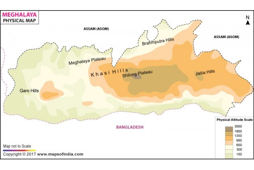 Meghalaya Physical Map
