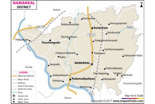 Namakkal District Map, Tamil Nadu
