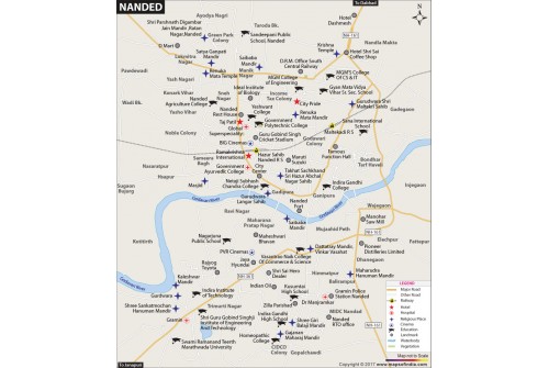 Nanded City Map, Maharashtra
