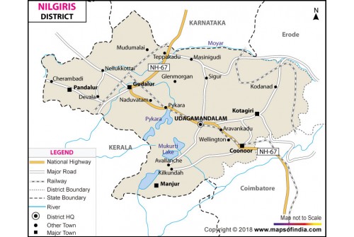 Nilgiris District Map, Tamil Nadu